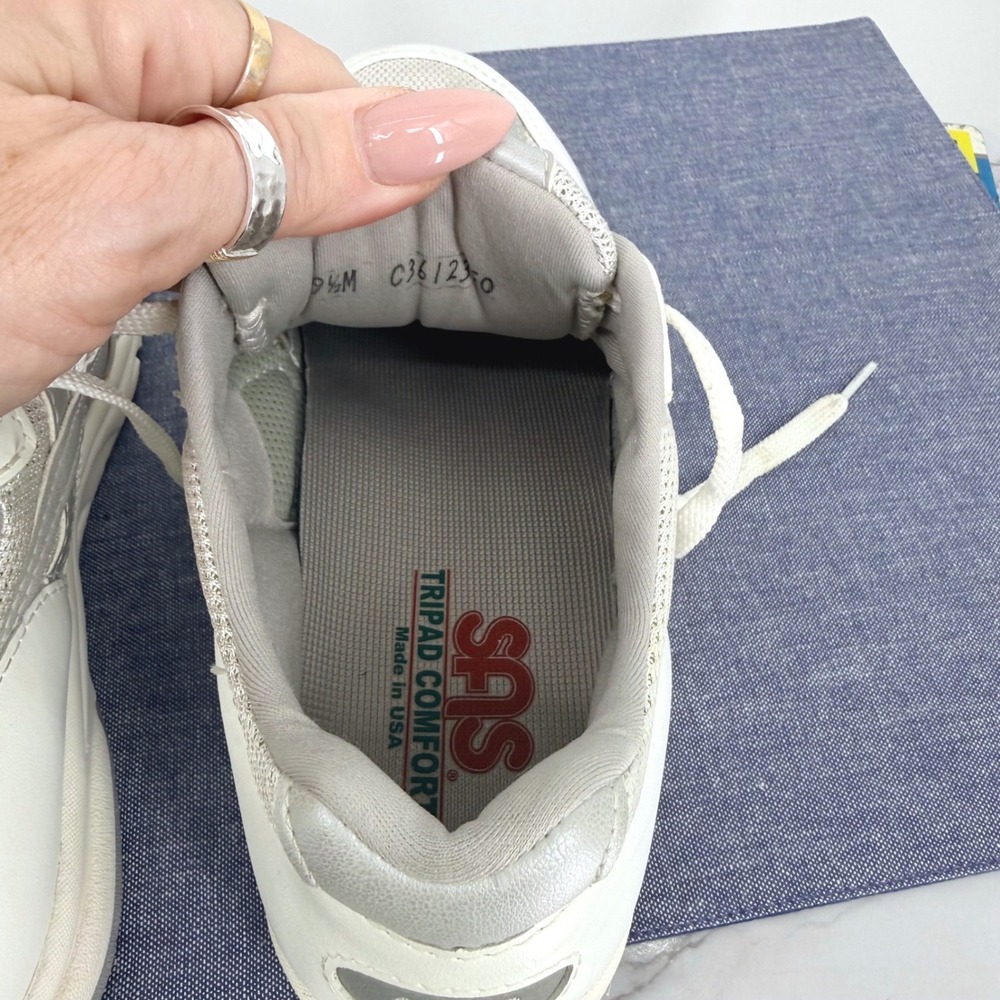 SAS Tour Mesh Women's 9.5M Walking Shoes White Silver Lace Up Comfort Leather - Picture 9 of 10